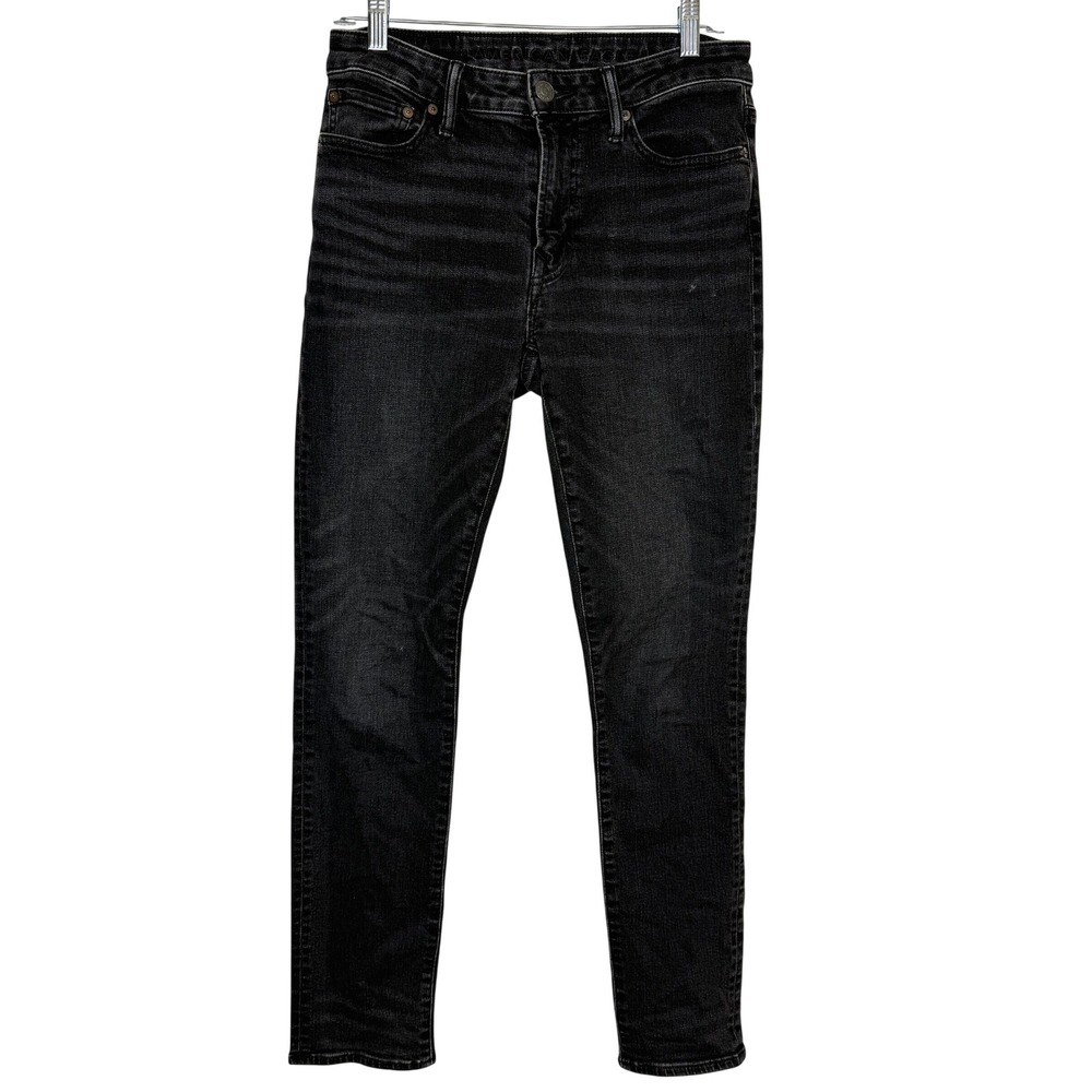 American Eagle Mens Slim Jeans 30x32 Black Airflex+ Stretch Denim Pant Faded